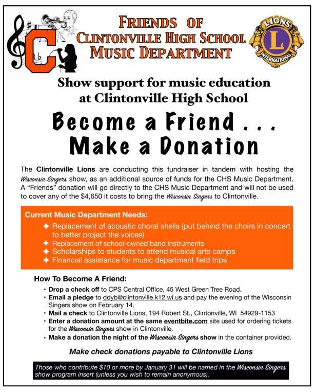 Friends of Clintonville High School Music Department