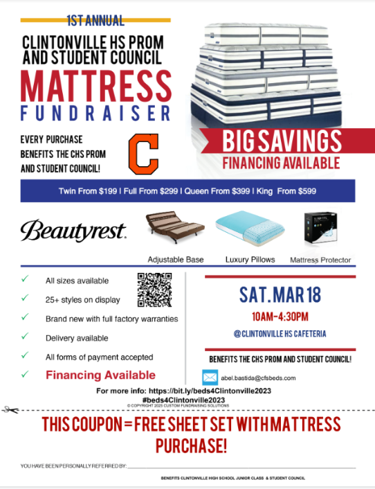 Mattress Sale Fundraiser for Juniors/Student Council Clintonville